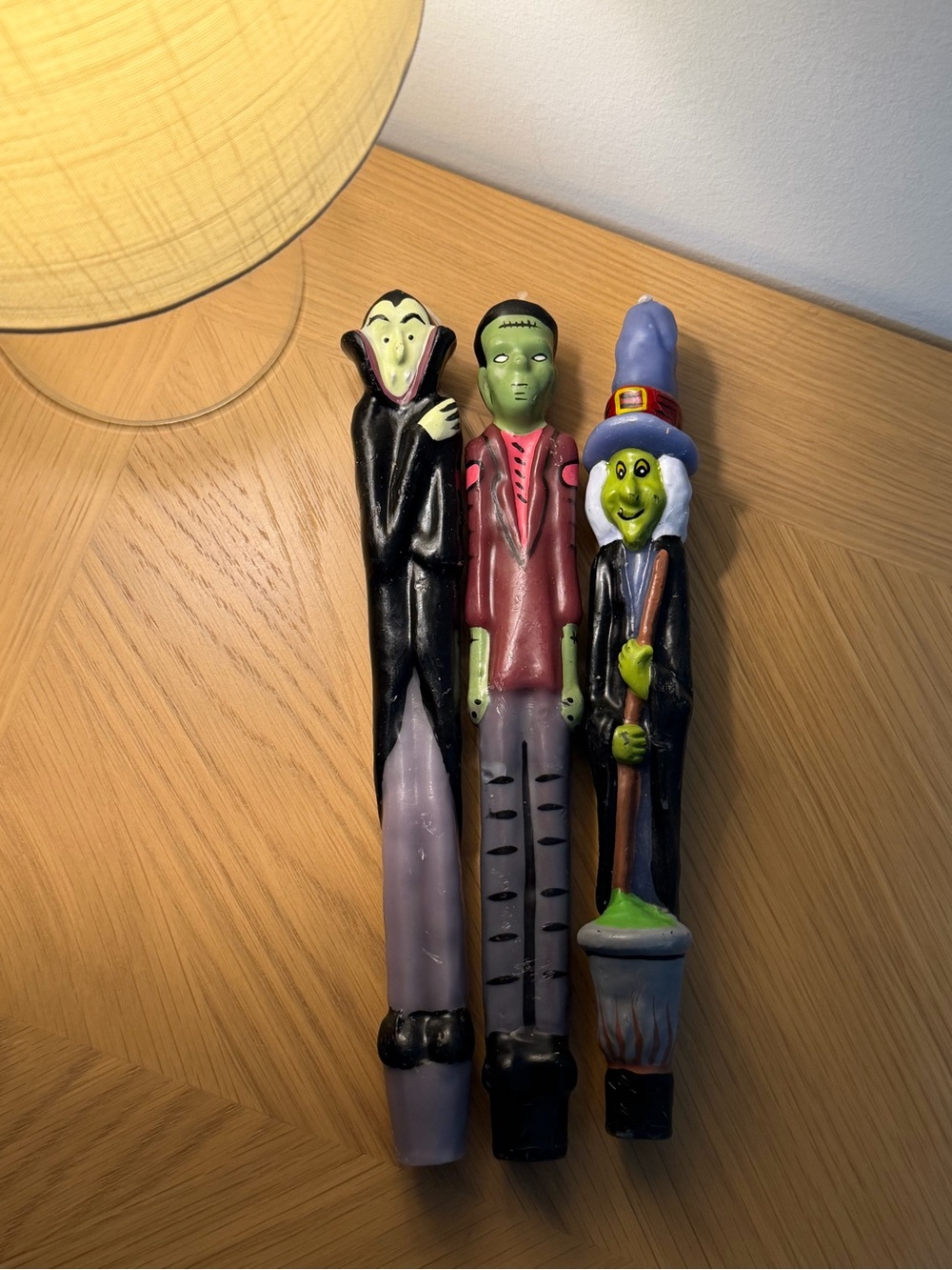Halloween Figural Taper Candles Witch Frankenstein Dracula Vampire Spooky Decor